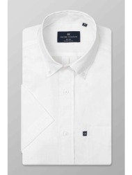 oxford company ανδρικό κοντομάνικο πουκάμισο button down regular fit - f110-bl30.01 λευκό
