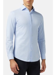 boggi milano ανδρικό πουκάμισο μονόχρωμο regular fit - bo21c004102 σιελ