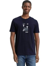 tom tailor ανδρικό t-shirt με print basic fit - 1043491 μπλε navy