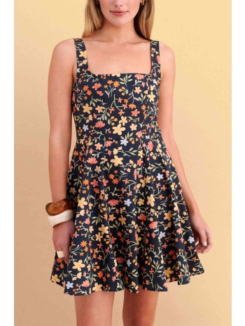 attrativo γυναικείo mini αμάνικο φόρεμα με floral print 