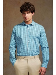 oxford company ανδρικό sport πουκάμισο καρό slim fit `romeo` - m137-rz21.04 μπλε