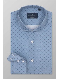 oxford company ανδρικό sport πουκάμισο με all-over print slim fit `romeo` - m160-rz21.01 μπλε
