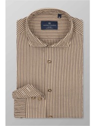 oxford company ανδρικό sport πουκάμισο ριγέ slim fit `romeo` - m120-rz21.01 καφέ