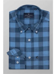 oxford company ανδρικό sport πουκάμισο button down καρό regular fit - f131-bz10.01 γαλάζιο