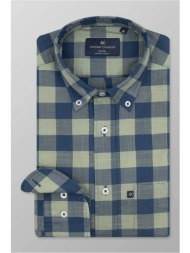 oxford company ανδρικό sport πουκάμισο button down καρό regular fit - f131-bz10.02 μπλε-πράσινο