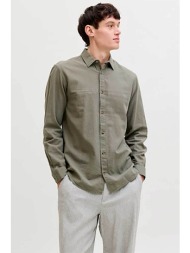 jack & jones ανδρικό πουκάμισο μονόχρωμο regular fit - 12289174 λαδί