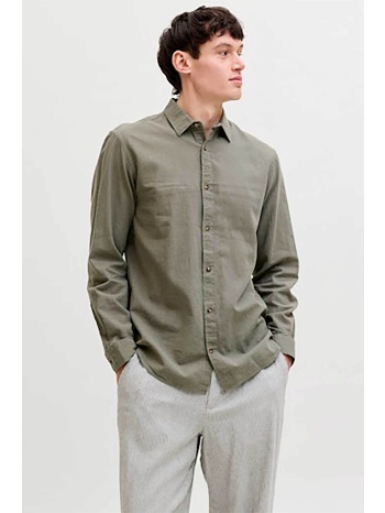 jack & jones ανδρικό πουκάμισο μονόχρωμο regular fit 