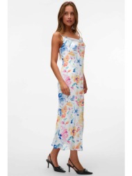 vero moda γυναικείο midi φόρεμα αμάνικο με floral print regular fit - 10328763 πολύχρωμο