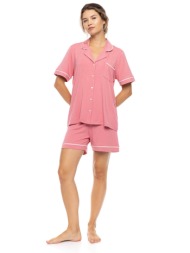 pink label σετ γυναικείες πιτζάμες με σορτς `duo stripe` - sn-203 ροδακινί