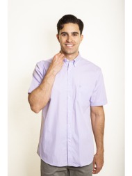 the bostonians ανδρικό κοντομάνικο πουκάμισο button down regular fit `chester poplin` - bap0016 λιλά