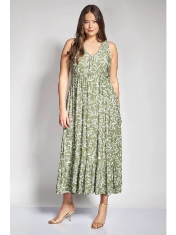 parabita γυναικείο midi αμάνικο φόρεμα με floral print 