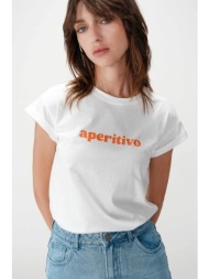 grace & mila γυναικείο t-shirt με lettering regular fit `wylo` - wylo πορτοκαλί