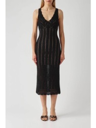 twinset γυναικείο midi αμάνικο φόρεμα lurex πλεκτό - 261tt3322 μαύρο