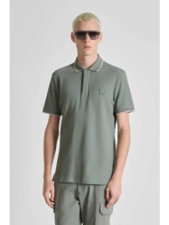 antony morato ανδρική μπλούζα πόλο πικέ με contrast trims και logo patch regular fit - ks02640fa1002
