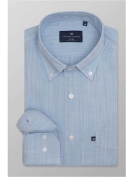 oxford company ανδρικό sport πουκάμισο button down μονόχρωμο regular fit - f110-bz10.02 μπλε ανοιχτό
