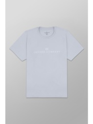 oxford company ανδρικό t-shirt μονόχρωμο με κεντημένο λογότυπο regular fit - k501-mz20.12 γκρι ανοιχ