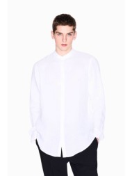 armani exchange ανδρικό λινό πουκάμισο με μάο γιακά - xm001222af14619 λευκό