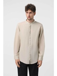 armani exchange ανδρικό λινό πουκάμισο με μάο γιακά - xm001222af14619 μπεζ