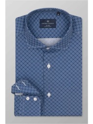 oxford company ανδρικό sport πουκάμισο με all-over print slim fit `romeo` - m164-rz21.01 μπλε