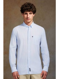 oxford company ανδρικό sport πουκάμισο button down ριγέ regular fit - m122-bz10.01 μπλε