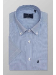 oxford company ανδρικό sport πουκάμισο button down ριγέ regular fit - m124-bz30.01 μπλε