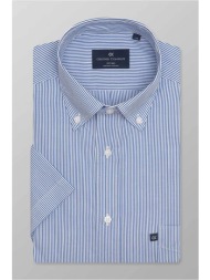 oxford company ανδρικό sport πουκάμισο button down ριγέ regular fit - m125-bz30.01 μπλε