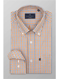 oxford company ανδρικό sport πουκάμισο button down καρό regular fit - m135-bz10.01 πορτοκαλί