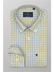 oxford company ανδρικό sport πουκάμισο button down καρό regular fit - m135-bz10.03 μπλε-πράσινο