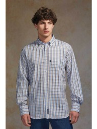 oxford company ανδρικό sport πουκάμισο button down καρό regular fit - m131-bz10.01 μπλε