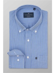 oxford company ανδρικό sport πουκάμισο button down καρό regular fit - m133-bz10.01 μπλε