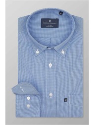 oxford company ανδρικό sport πουκάμισο button down καρό regular fit - m134-bz10.01 μπλε