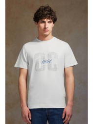 oxford company ανδρικό t-shirt μονόχρωμο με λογότυπο και print regular fit - k503-mz20.21 γκρι ανοιχ