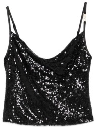 versace jeans couture γυναικείο τοπ με παγιέτα - 80ham236j0267 μαύρο