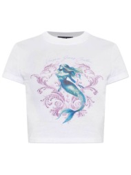 versace jeans couture γυναικείο t-shirt με mermaid graphic print - 80hahd03cj01z λευκό