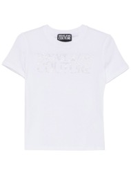versace jeans couture γυναικείο t-shirt με logo print και στρας - 80haht09cj03t λευκό
