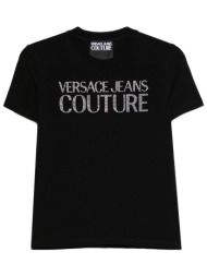 versace jeans couture γυναικείο t-shirt με logo print και στρας - 80haht09cj03t μαύρο