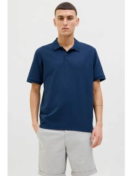 jack & jones ανδρική μπλούζα πόλο με waffle pattern και κεντημένο monogram regular fit - 12268130 μπ