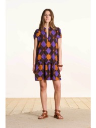 la fée maraboutée γυναικείο mini φόρεμα με all-over print - fl-ro-frame-v καφέ