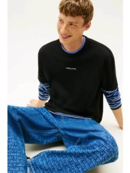 tommy jeans ανδρικό t-shirt με logo print regular fit - dm0dm21110 μαύρο