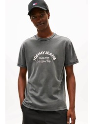 tommy jeans ανδρικό t-shirt με logo print regular fit `arch` - dm0dm22328 μαύρο