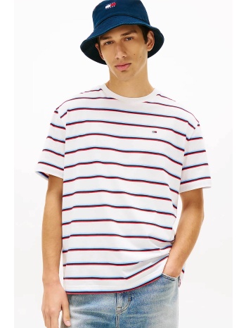 tommy jeans ανδρικό t-shirt ριγέ με λογότυπο relaxed fit  σε προσφορά