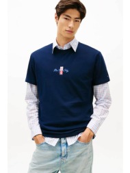 tommy jeans ανδρικό t-shirt με κεντημένο λογότυπο - dm0dm22532 μπλε σκούρο