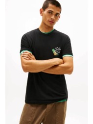 tommy jeans ανδρικό t-shirt με print regular fit - dm0dm22533 μαύρο