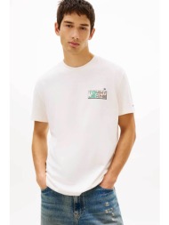 tommy jeans ανδρικό t-shirt με logo print relaxed fit - dm0dm22536 λευκό