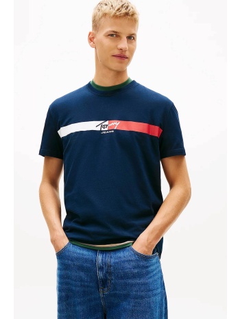 tommy jeans ανδρικό t-shirt με signature logo print regular σε προσφορά