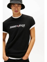 tommy jeans ανδρικό t-shirt με λογότυπο regular fit - dm0dm22548 μαύρο