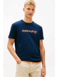tommy jeans ανδρικό t-shirt με λογότυπο regular fit - dm0dm22548 μπλε σκούρο