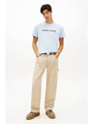 tommy jeans ανδρικό t-shirt με λογότυπο regular fit - dm0dm22548 γαλάζιο