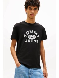 tommy jeans ανδρικό t-shirt με logo print regular fit - dm0dm22551 μαύρο
