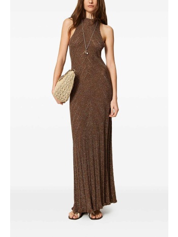 twinset γυναικείο maxi φόρεμα lurex πλεκτό - 261tt3213 καφέ σε προσφορά
